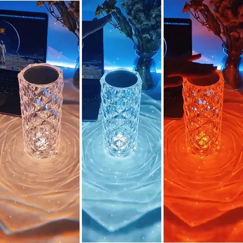 led rose crystal lamp